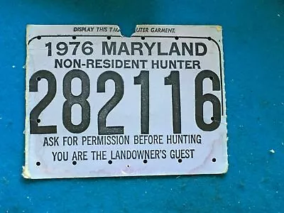 Vintage Maryland Hard Cardboard 1976 Non-resident Hunting License • $3