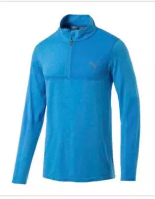 $40.96 • Buy  New  Mens Puma Golf Evoknit 1/4 Zip Pullover Size S Blue #578794