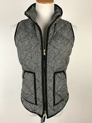 J.CREW 'Herringbone Quilted Down Puffer Vest' - XS Black Gray White • $29.69