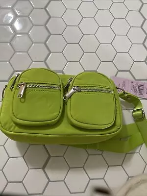 Wild Fable Crossbody Bag With Pockets Lime Green W/ Silver Hardware Neon • $8.75