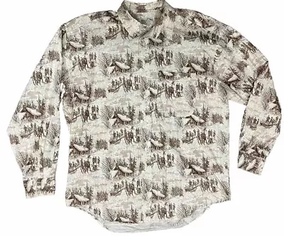 Vintage Banana Republic Safari Travel Shirt All Over Print Hunting Lodge XL • $29.77