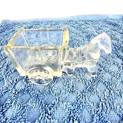 Clear Glass Miniature Horse With Open Cart • $20