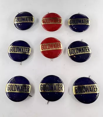 Lot Of 9 Vintage Barry Goldwater 1964 Presidential Political Campaign Buttons • $9.95