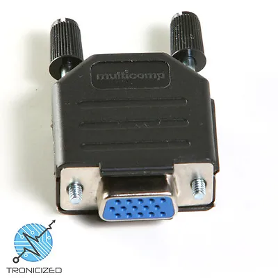 VGA 15 Pin Female D-Sub Plug Solder Connector DB15HD & Hood With ThumbScrews • £2.99