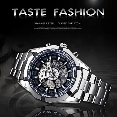 Forsining 2023 Mechanical Stainless Steel Waterproof Men's Luxury Wristwatch New • £54.99