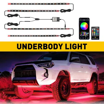 4PC RGB Strip LED Under Car Truck Tube Underglow Underbody System Neon Light Kit • $32.99