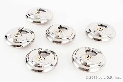 6 - Disc Padlock Stainless Trailer Brass Cylinder Storage Locks Keyed Alike New • $54.37