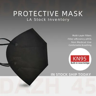 50/100Pcs Black KN95 Face Mask 5 Layer BFE 95% Disposable Respirator • $10.50
