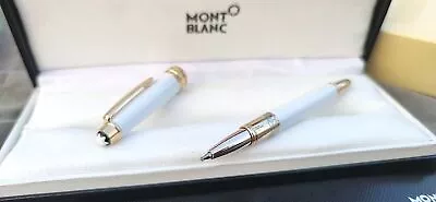 New Montblanc Meisterstack Mb Gold White Rollerball Pen With Box • $24.50