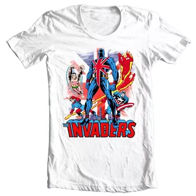 Union Jack T-shirt The Invaders Classic Fit Crew Neck White Cotton Graphic Tee  • $19.99