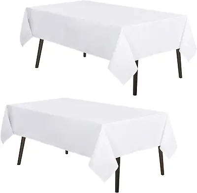 2Pack White Tablecloth 60X84 Inch Rectangle Table Cloth For 4 Feet Table- Wrinkl • £25.21