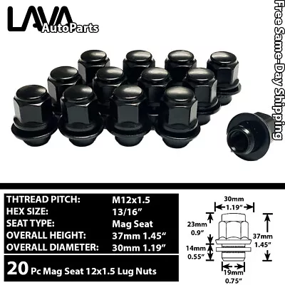 20 Pcs Toyota Lexus Scion 12x1.5 Black Oe Replacement Mag Seat Lug Nuts • $20.99