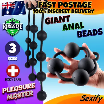 Giant Silicone Extra Large Big Anal Beads Dildo Dong Fat Butt Plug HUGE Sex Toy • $17.95