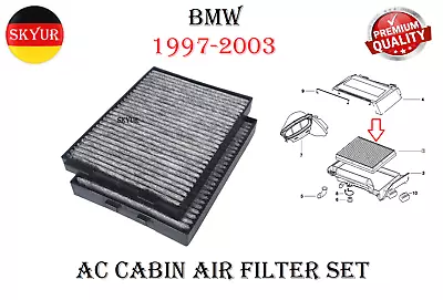 A/C Cabin Air Filter Set For 1997-2003 BMW E39 525i 528i 530i 540i M5 • $23.33