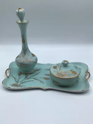 Vintage Hand Painted Lenwile China Ardalt Japan Vanity Tray Bottle Powder Set • $34