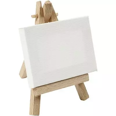 Mini Detachable Easel Canvas White Beech Wedding Name Card Paint H:11.5cm W:8cm • £4.99