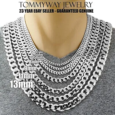 Guaranteed 925 Sterling Silver Cuban Curb Chain Necklace Solid & Heavy Version • $169.99