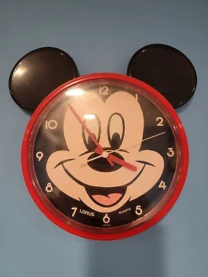 MICKEY MOUSE Walt Disney Lorus Tochigi Tokei Co World Quartz Wall Clock Ears Red • $19.99