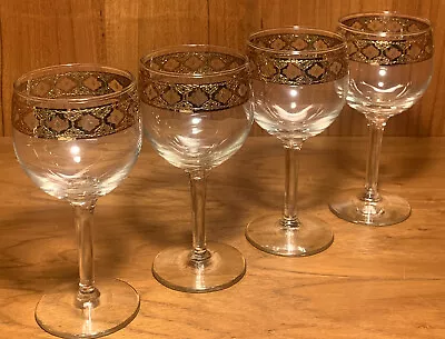 Vintage Culver Valencia 22k Gold Rimmed Wine Glasses Mid-Century MINT CONDITION! • $40.80