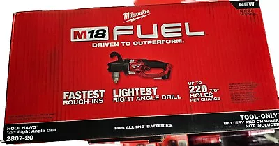 Milwaukee 2807-20 M18 FUEL GEN II 18V 1/2  Hole Hawg Right Angle Drill & Battery • $309.99