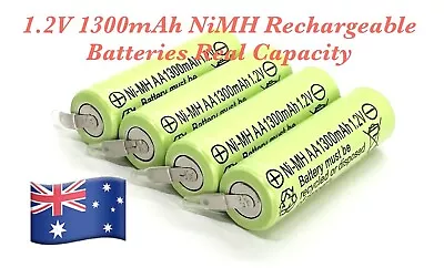 4 × AA NiMH Rechargeable Batteries 1.2V True  1300mAh Solder Light Toy Shaver • $19.50