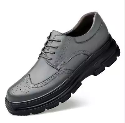 Mens Leather Lace Up Platform Low Heels Carved Shoes Outdoor Dress Business Work • $87.54