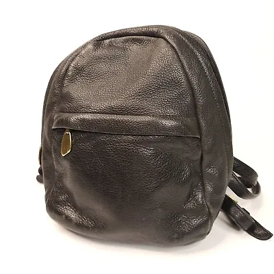 Vintage LIBAIRE Mini Backpack Black Pebbled Leather Small Made In USA Distressed • $48.75