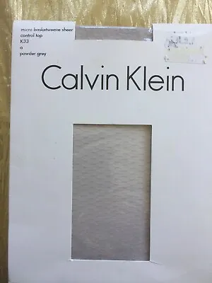 Calvin Klein Micro Basketweave Sheer Control Top Tights (K33) Powder GreySize A  • £5.99