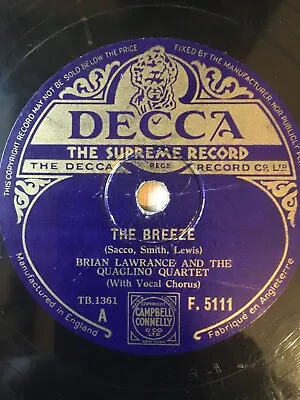 * BRIAN LAWRANCE AND THE QUAGLINO QUARTET - The Breeze / Memphis By Morning • $6.30
