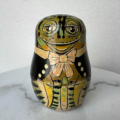 Vintage Matryoshka Nesting Frog Russian Style Dolls Set Of 5 Wooden Hand-painted • $10