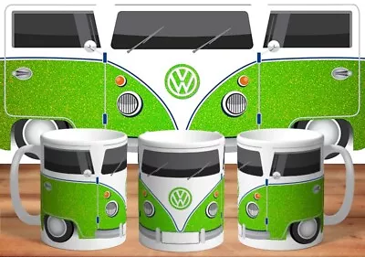 Volkswagen Bus Kombi Green Glitter Design  Coffee Mug Birthday Gift • $22.99