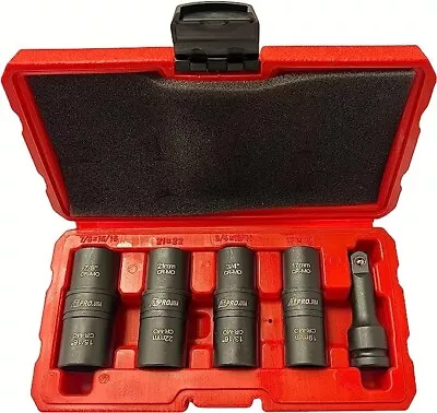 5PC 1/2  DR. CR-MO  Thin Wall Flip Impact Socket Set Includes 3  Extension Bar • $30