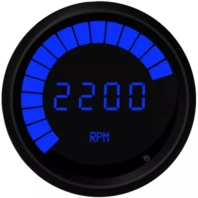 3 3/8  Universal Memory Digital Tachometer Bargraph Gauge Blue LED Black Bezel • $104.26