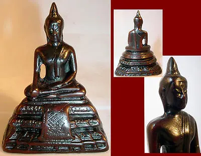 Seated Meditating Buddha On Stupa  Touch Earth  Hand Mudra Thai Buddhist Statue • $12.95