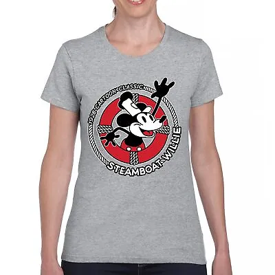 Steamboat Willie Life Preserver T-Shirt Funny Classic Cartoon Beach Women's Tee • $19.95