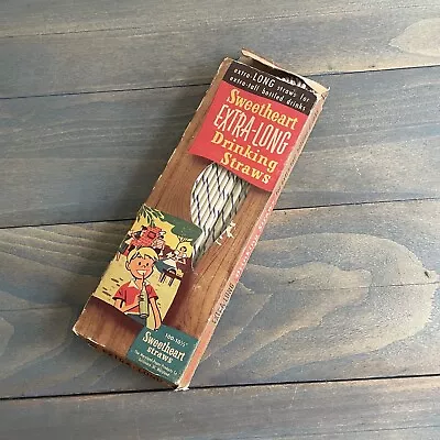 Rare Vintage 1950s Sweetheart Extra Long Drinking Straws Paper Rare (GG) • $9.99