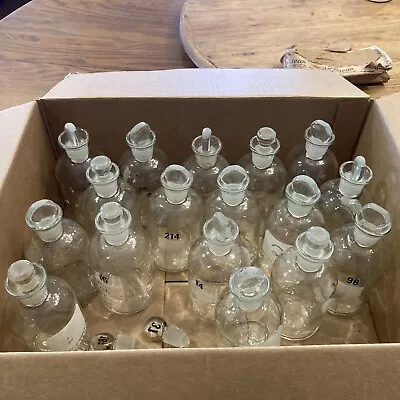 Various Wheaton Vintage Glass Apothecary Bottles W/ Stoppers Lot Of 17 • $50