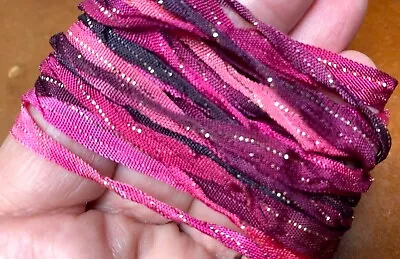 Curly Ribbon Hand Dyed Trim 1/4  Rayon Metallic Thread 3yds Made In USA  • $5.79