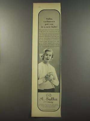 1956 A. Sulka Fashion Advertisement - Sulka Cashmeres Put You In A New Light • $19.99