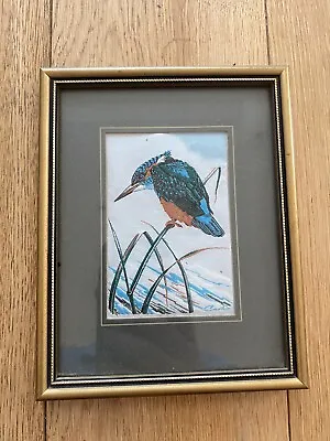 £12 • Buy J J CASH Coventry Vintg Framed Jacquard Loom Woven Silk Picture -Kingfisher Bird