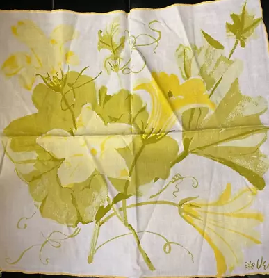 VERA Neumann Table Linen Single Napkin 15 X 15  Yellow/White Daffodils 60s 70s • $5.95