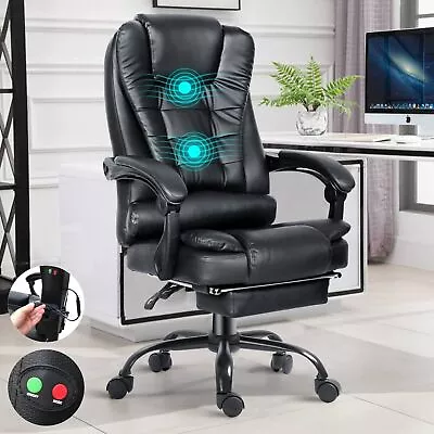 Executive Office Chair Massage Ergonomic Gaming Swivel Recliner Luxury Leather • £65.99