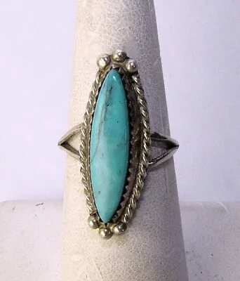 Vintage Handmade Ring Sterling Silver Southwestern Turquoise Size 7 Band #2863t • $47