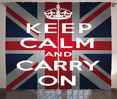 Union Jack Curtains Quote Crown UK Flag Window Drapes 2 Panel Set 108x90 Inches • £67.48