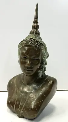 Antique Bronze Bust Of Woman By Gia-Loi 19 X10.5 X7.5  Vietnam Girl • $1155