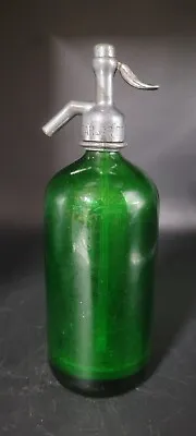 Vintage Green Glass Seltzer Bottle  Collectible Glass Farber Bros New Jersey • $69