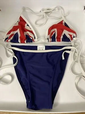 Y2K NEXT Union Jack Bikini Top & Pants Size UK 6 Girl Power UK British • £24.99