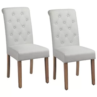 Design Upholstered Parsons Tufted Dining Chairs With Solid Wood Leg 2pcs Beige • $97.99