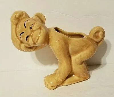 Vintage Smiling Monkey Chimpanzee Scratching Head 5  Ceramic Planter 1950's EUC • $24.99