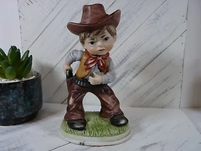 Vintage Child Cowboy Ceramic Figurine With Hat & Gun Dallas Texas - Rare - L4 • $14.95